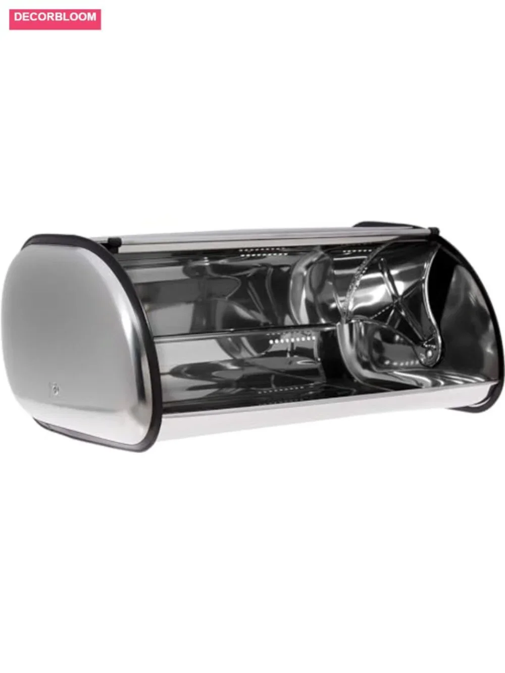 Stainless Steel Bread Box for Kitchen Countertop, Large Roll Top Lid Storage